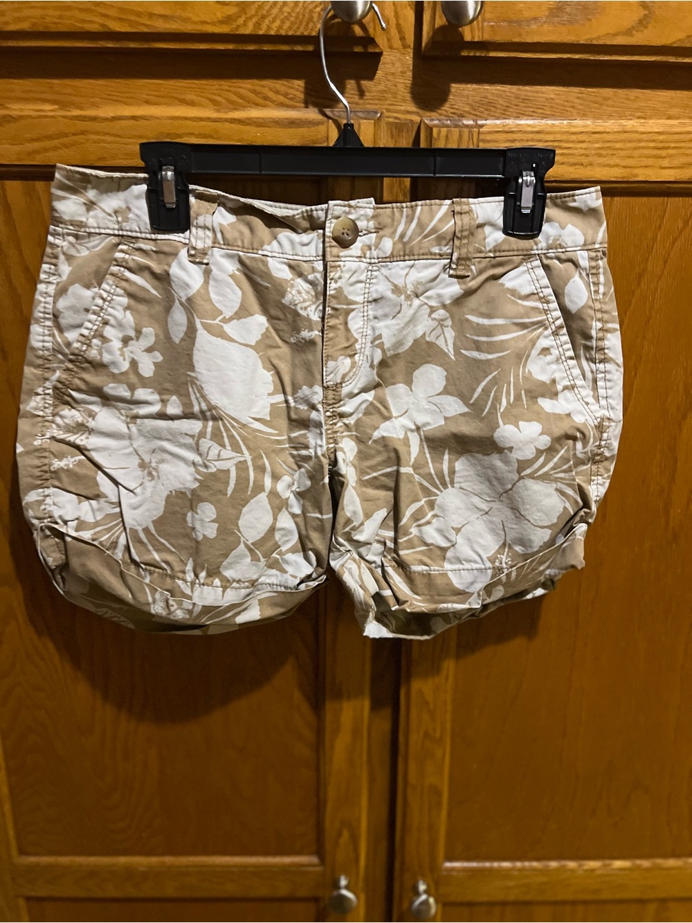 Old Navy Tan and White Floral Print Shorts